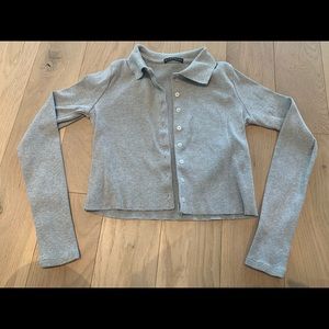 Long sleeved grey button down